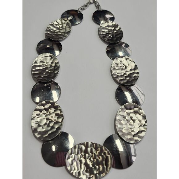 Milor Jewelry - Milor Italy Stainless Steel Hammered Disc Statement Necklace